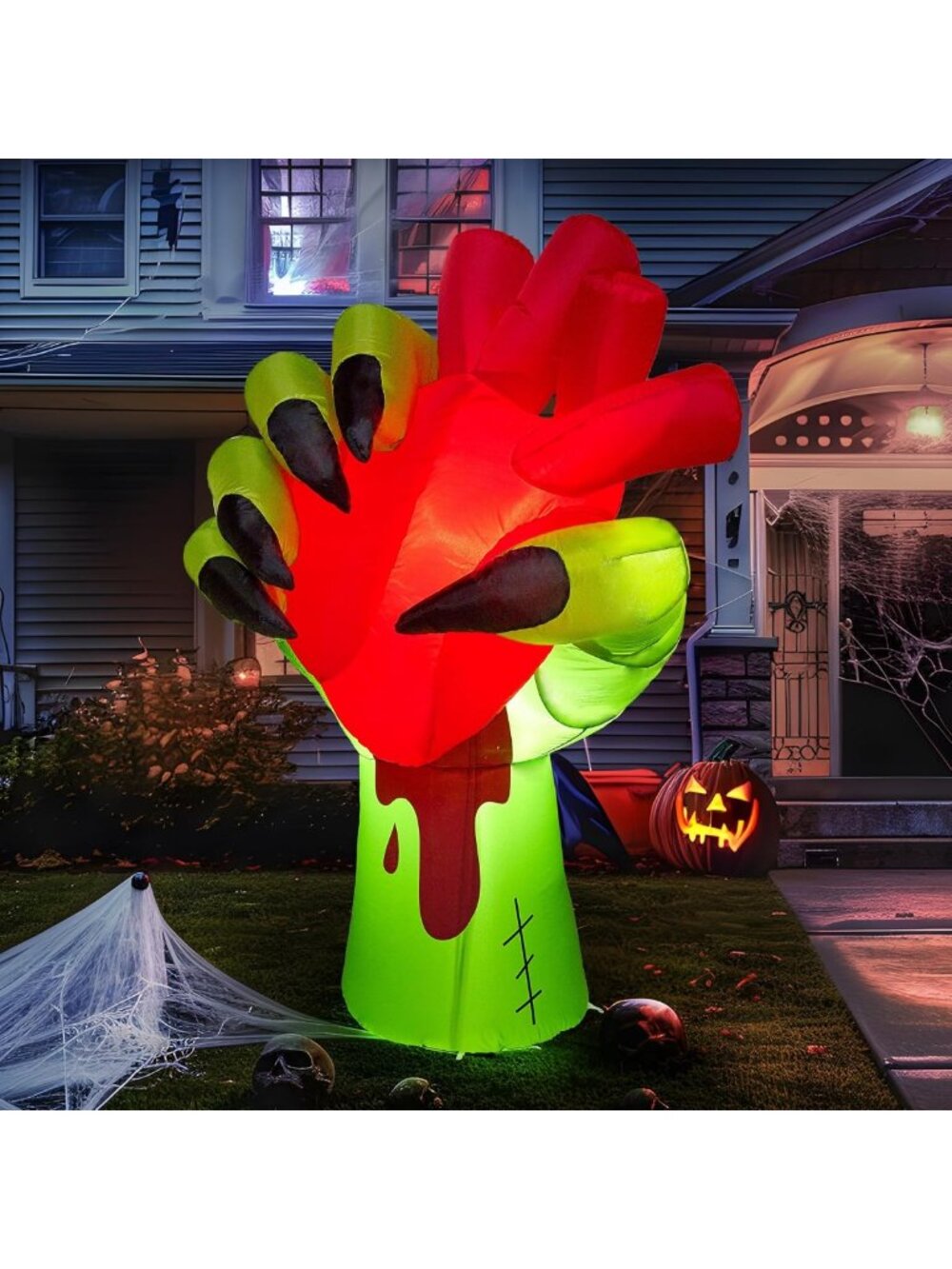 5 Ft Halloween Inflatable Zombie Hand Decor with LED Lights & Pumping Heart